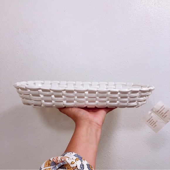 Ceramic of Bassano del Grappa  PRIMO'GI White Woven Ceramic Bread Basket Italy - Picture 1 of 4